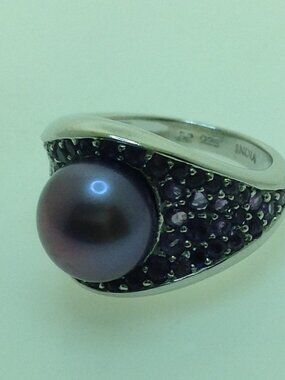 Honora Sterling Silver Purple Freshwater Pearl with Amethyst Rings